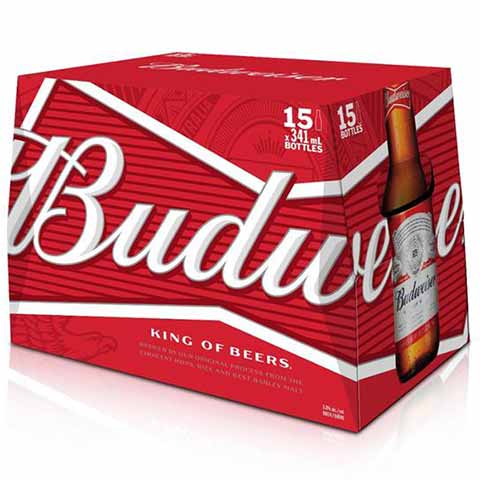 budweiser 341 ml - 15 bottlesCochrane Liquor Delivery