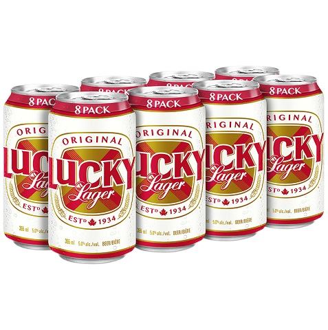 lucky lager 355 ml - 8 cansCochrane Liquor Delivery