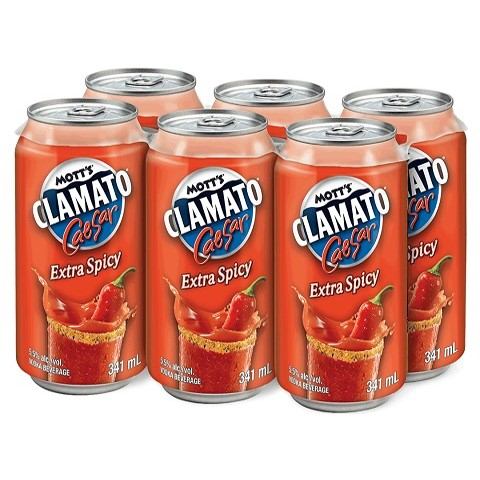 mott's clamato caesar extra spicy 341 ml - 6 cansCochrane Liquor Delivery