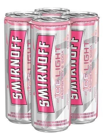 smirnoff ice light raspberry & soda 355 ml - 4 cansCochrane Liquor Delivery