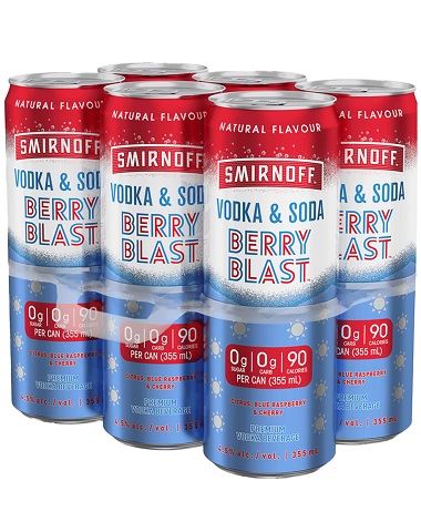 smirnoff vodka soda berry blast 355 ml - 6 cansCochrane Liquor Delivery